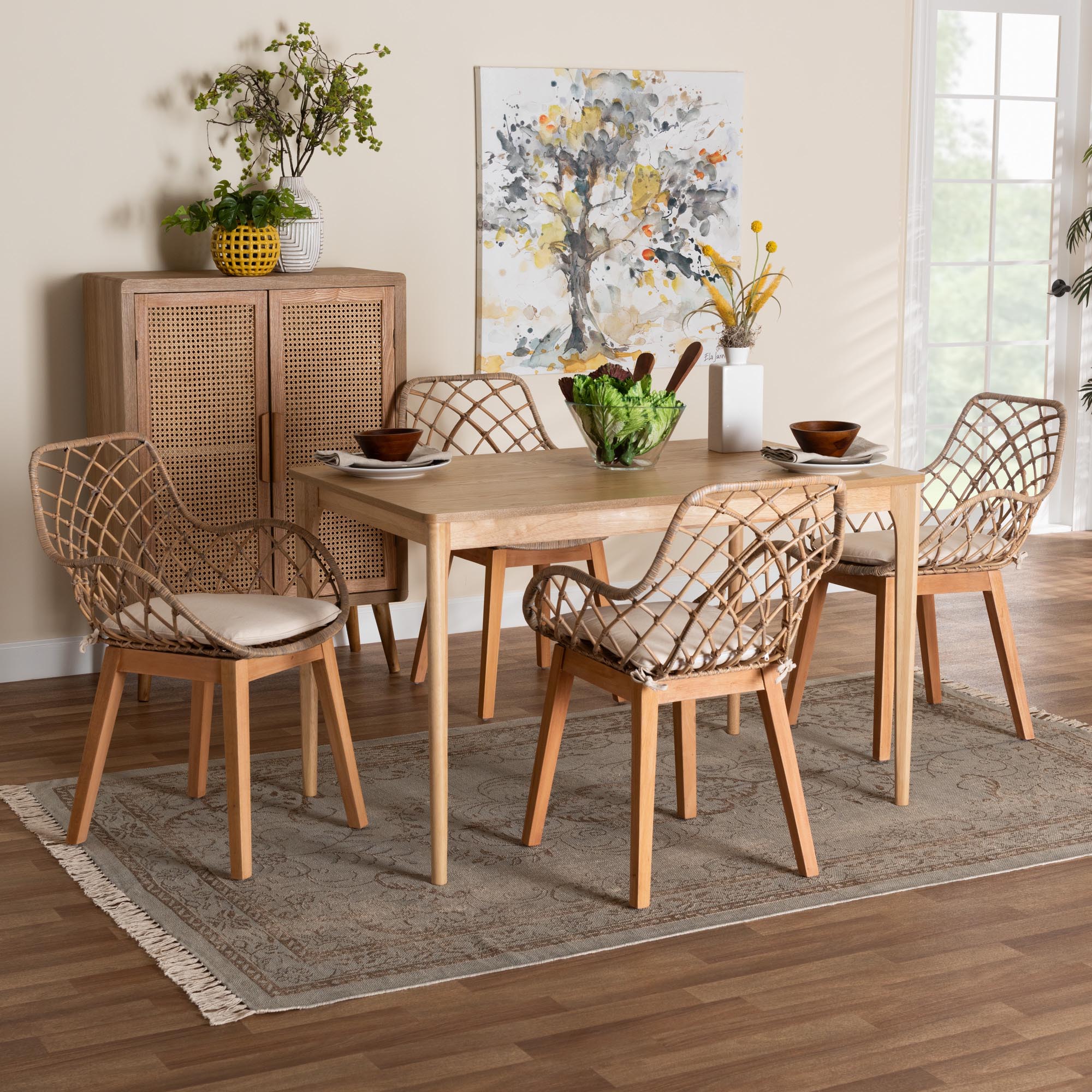 Baxton studio andrew 5 online piece dining table set